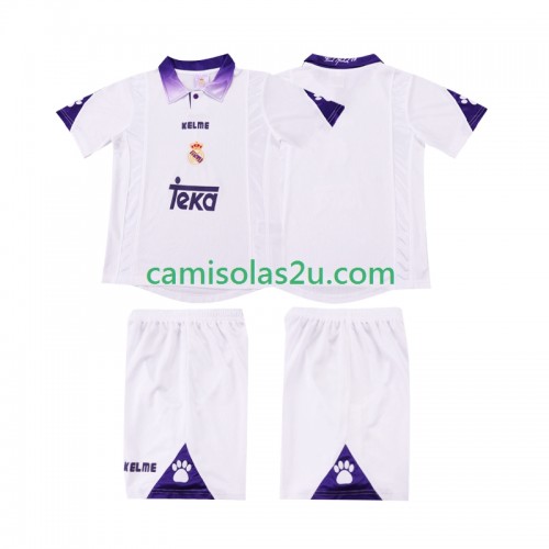 Camisolas de futebol Real Madrid Retro Criança Equipamento Principal 1997 1998 Manga Curta Camisolas de futebol Real Madrid Retro Criança Equipamento Principal 1997 1998 Manga Curta